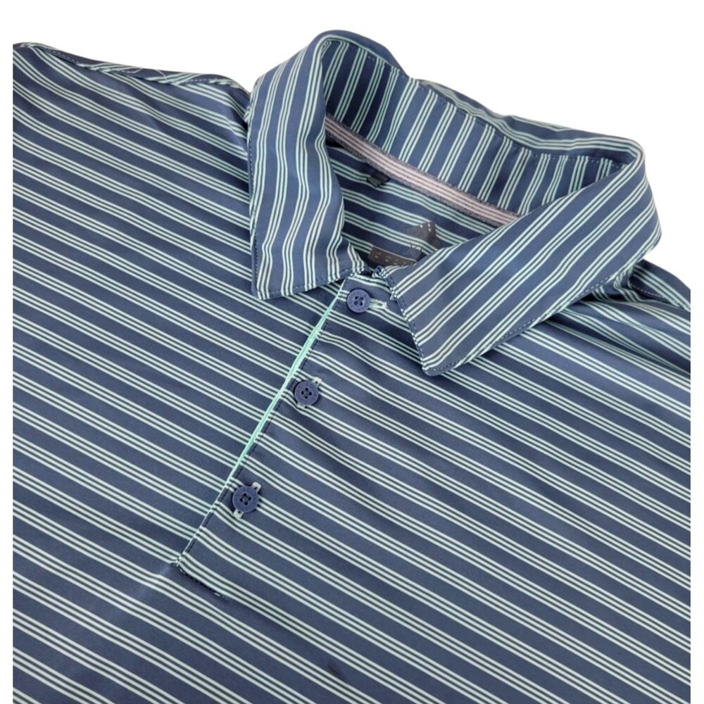 Adidas Golf Shirt Mens XL Mint Green Gray Striped Ultimate 365 Performance Polo